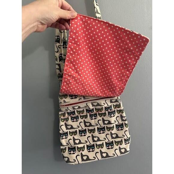 Bungalow 360 Cat Pattern Crossbody Bag - Cream and Black - Picture 7 of 15